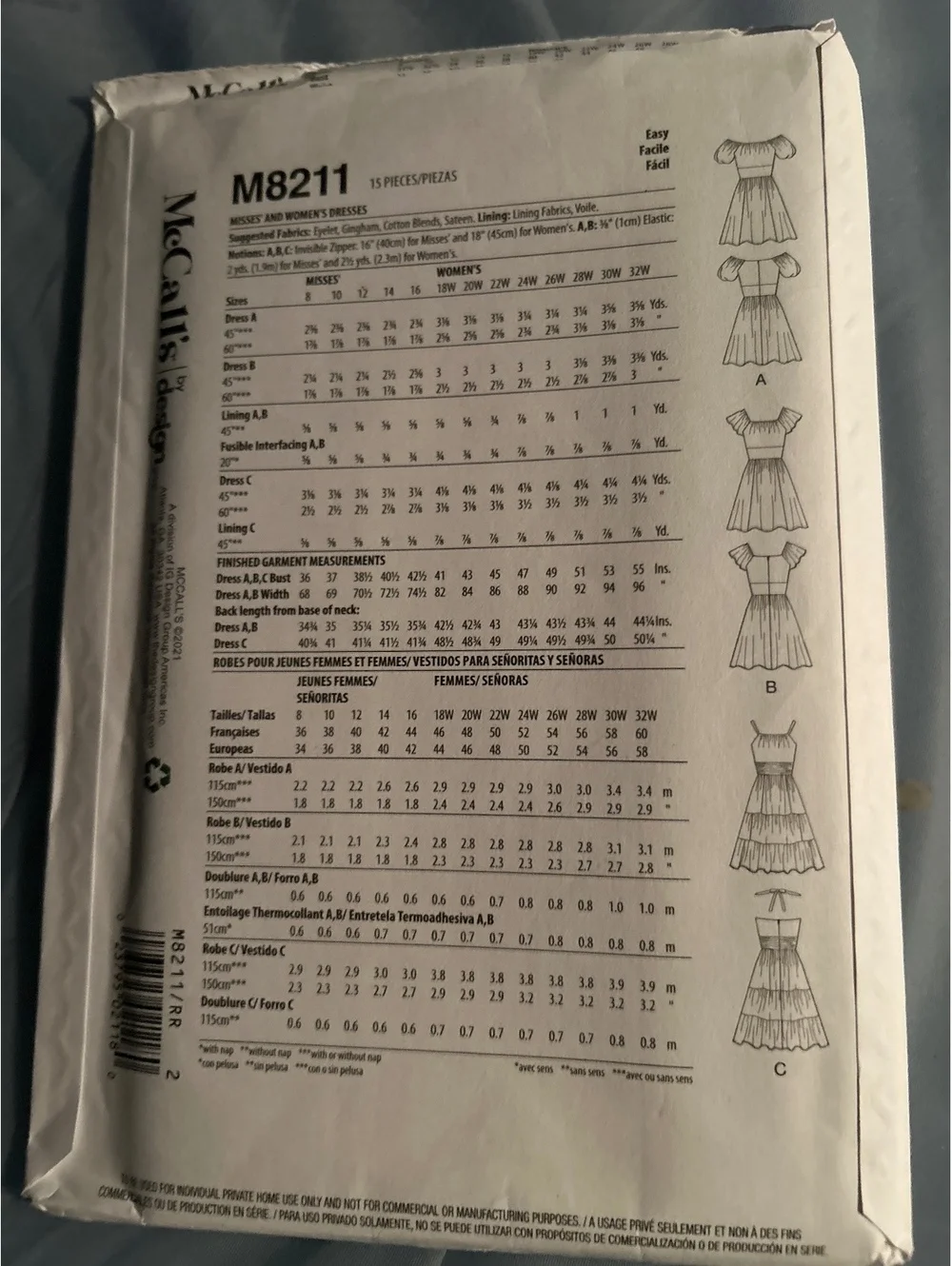 McCall's M8211 Women's Dress Sewing Pattern